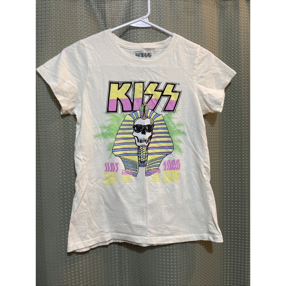 KISS Hot In the Shade Tour 1990 Retro Girls‎ Shirt Size 14/16 Pharaoh Skull